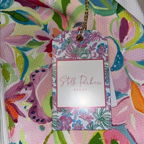 NWT Stella Parker Sport Floral Vine Sleeveless Polo UPF 50 Sun Protection Size L - Picture 10 of 10